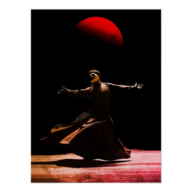 Pôster Whirling Dervish Sufi Spiritual Dance Islamic Art (Frente)