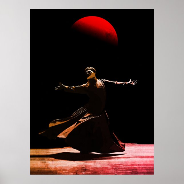 Poster Whirling Dervish Sufi Spiritual Dance Islamic Art (Frente)