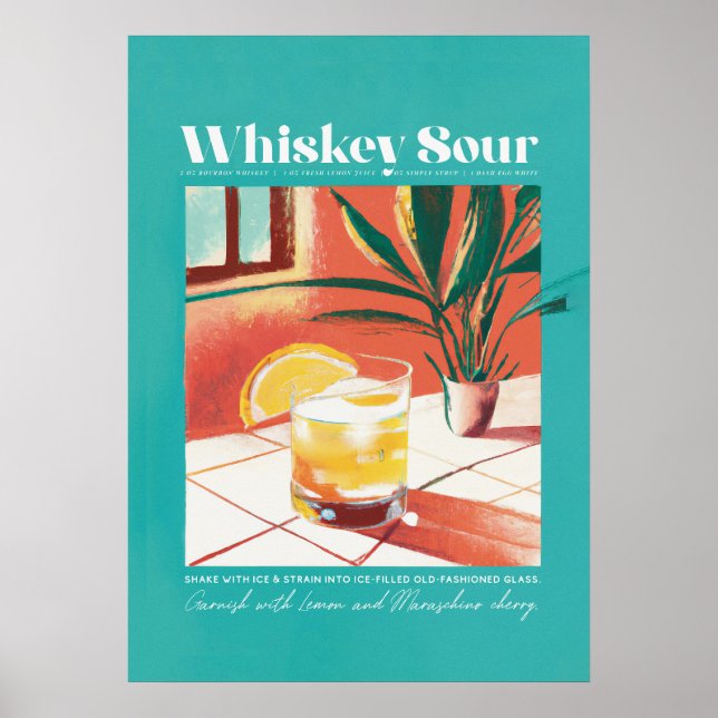 Poster Whiskey Sour Tropic Turquoise Retro (Frente)