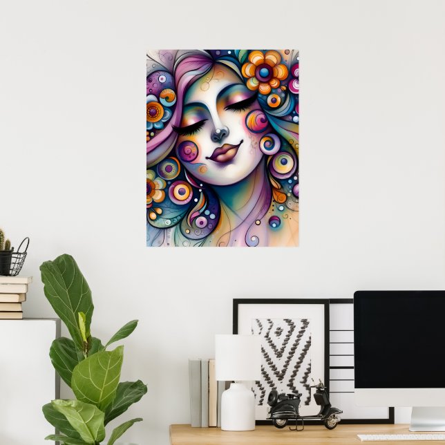 Poster Whispering Whimsical Woman Wall Art (Escritório em casa)