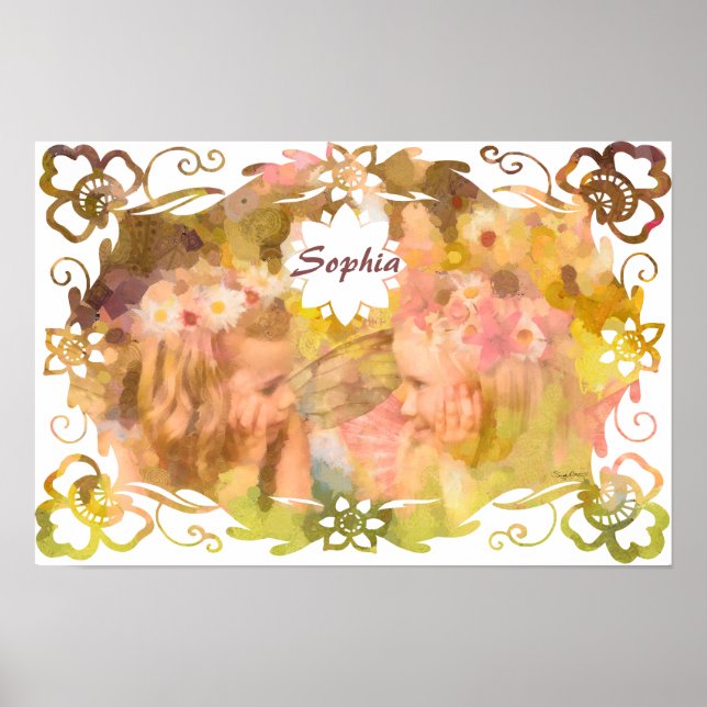 Poster Whispers of Magic: Two Fairy Friends in a Garden (Frente)