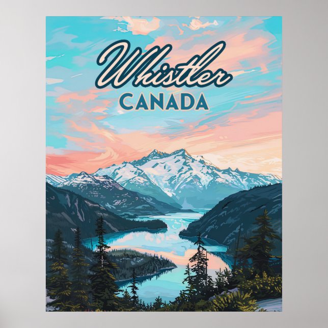 Poster Whistler Canada British Columbia Ski Resort Retro (Frente)