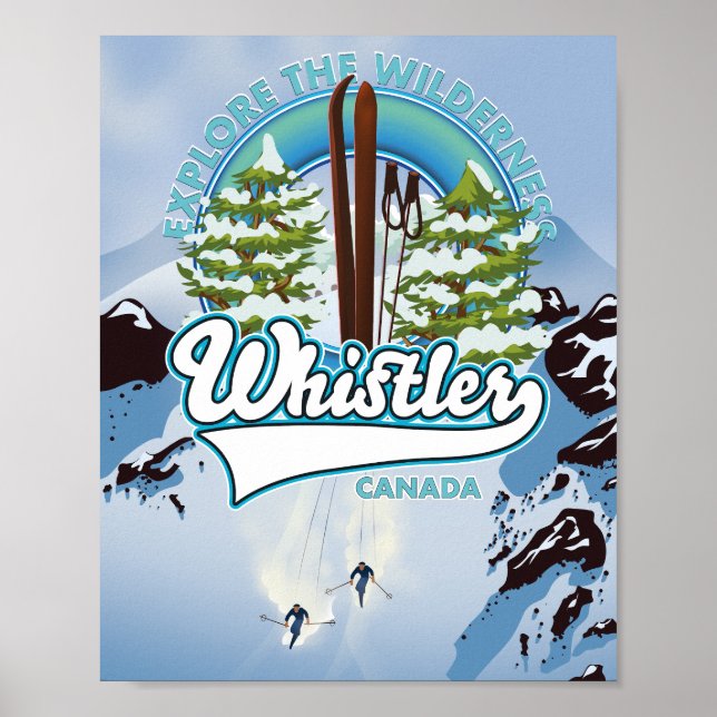 Poster whistler Canada ski travel poster. Postcard (Frente)