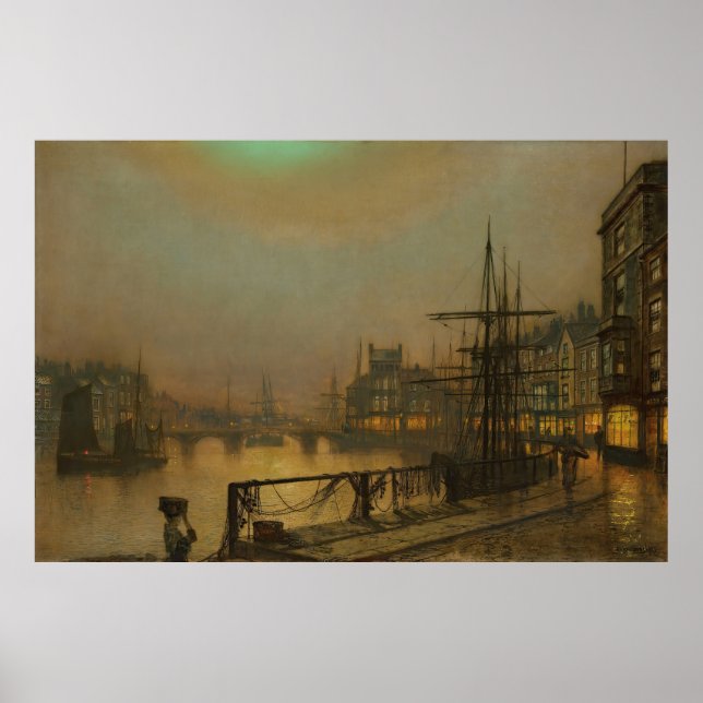 Poster Whitby à noite John Atkinson Grimshaw (Frente)