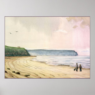 Pôster whitby sea e cliffs Inglaterra