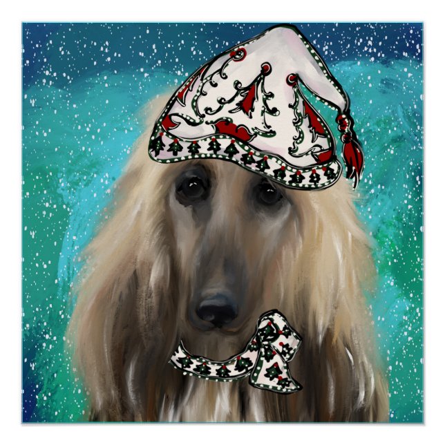 Pôster White Afghan Hound (Frente)