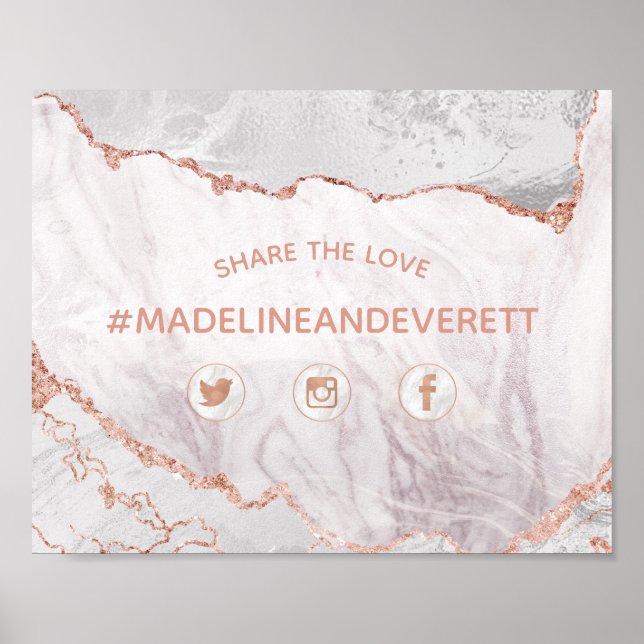 Poster White Agate Compartilha Sinal Social de Casamento  (Frente)