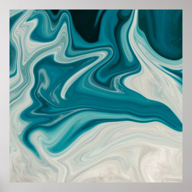 Poster White and teal abstract painting (Frente)