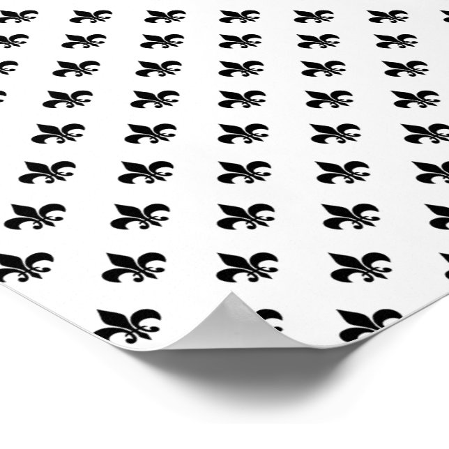Poster White Black Fleur De Lis Delicate Mardi Gras (Borda)