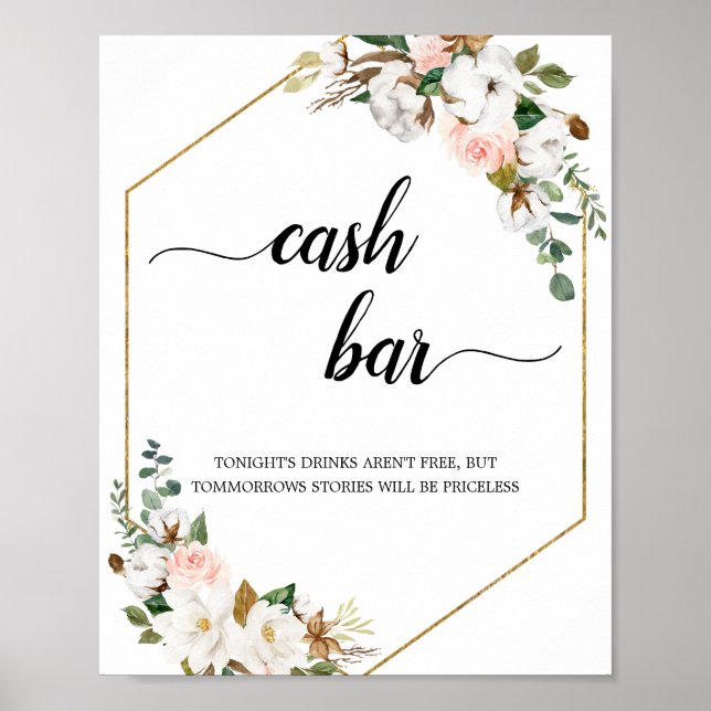 Poster White Blush Magnolia Frame Floral Bar (Frente)