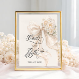 Poster White Bow Bridal Shower Cards and Gifts