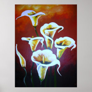 Pôster White Calla Libera Flores Artísticas Cortadas Em C