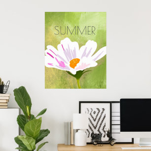 Poster White Cosmos Flower Summer