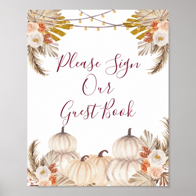 Poster White Cream Pumpkin Floral Por Favor Assine nosso  (Frente)