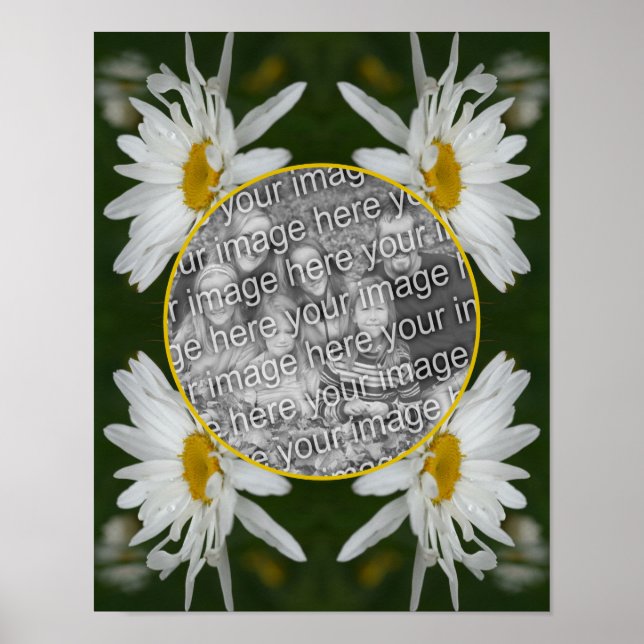 Poster White Daisy Flower Frame Crie sua própria foto (Frente)