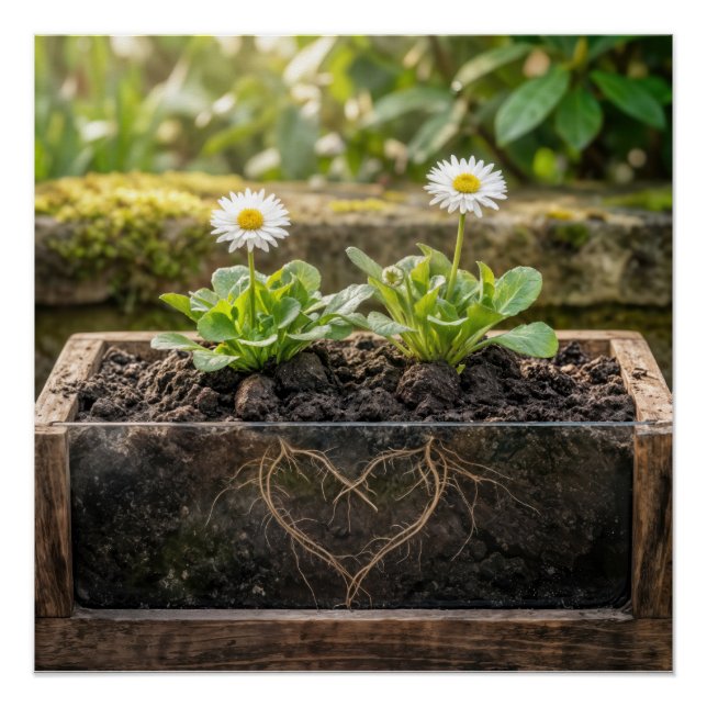 Pôster White Daisy Plants In a Flower Box (Frente)