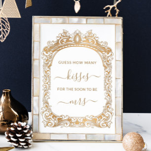 Poster White Dourado Borda Clássica Quantos Jogo de Beijo