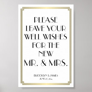 Poster White E Dourada Arte Deco Gatsby Guestbook - Sinal