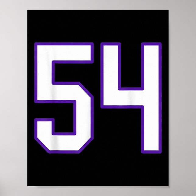 Poster White E Purple Número 54 Jersey Player Uniforme # (Frente)