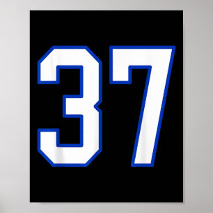 Poster White E Royal Blue Number 37 Jersey Player Unifo