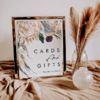White Floral Cards and Gifts Sign