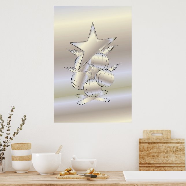 Poster White gold Christmas (Cozinha)