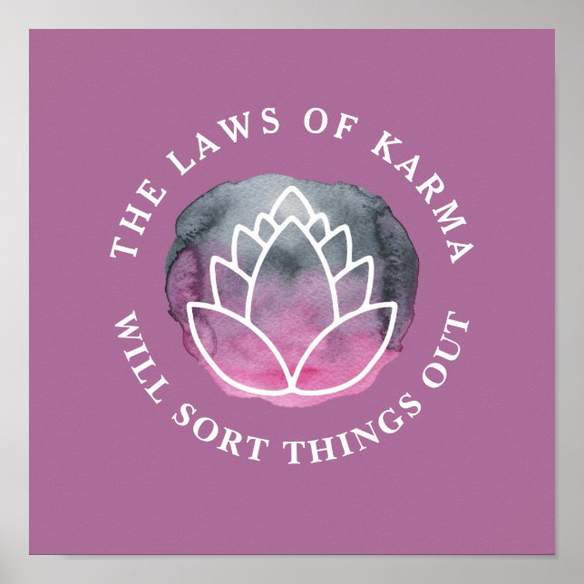 Poster White Lotus Karma Motivational Cote Mauve Escuro (Frente)