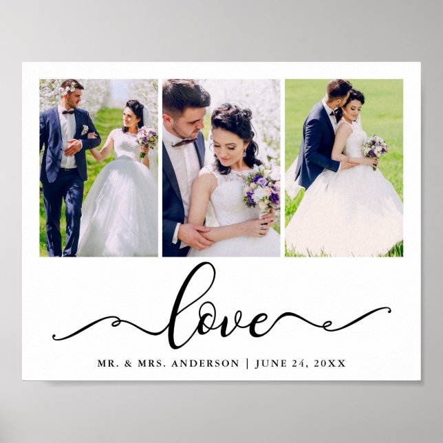 Poster White Love Elegant Black Script 3 Photo (Frente)