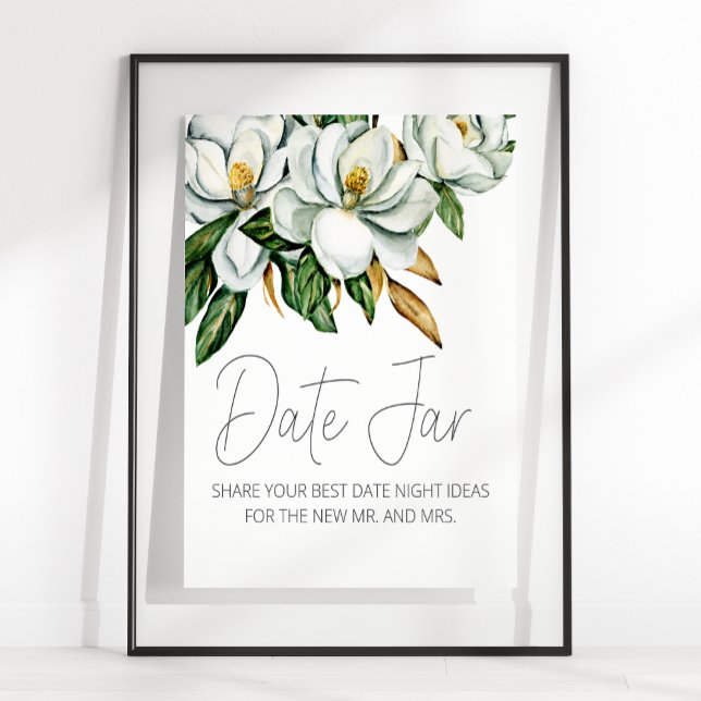 Poster White Magnolia Floral Russo Sinal Noturno (Criador carregado)