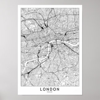 Poster White Map de Londres
