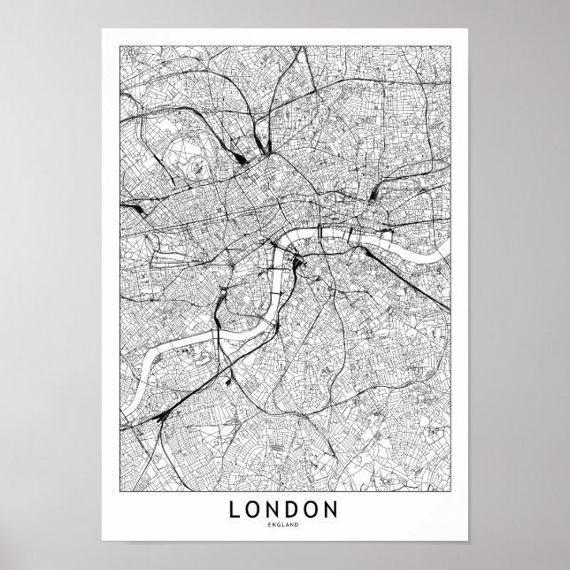 Poster White Map de Londres (Frente)