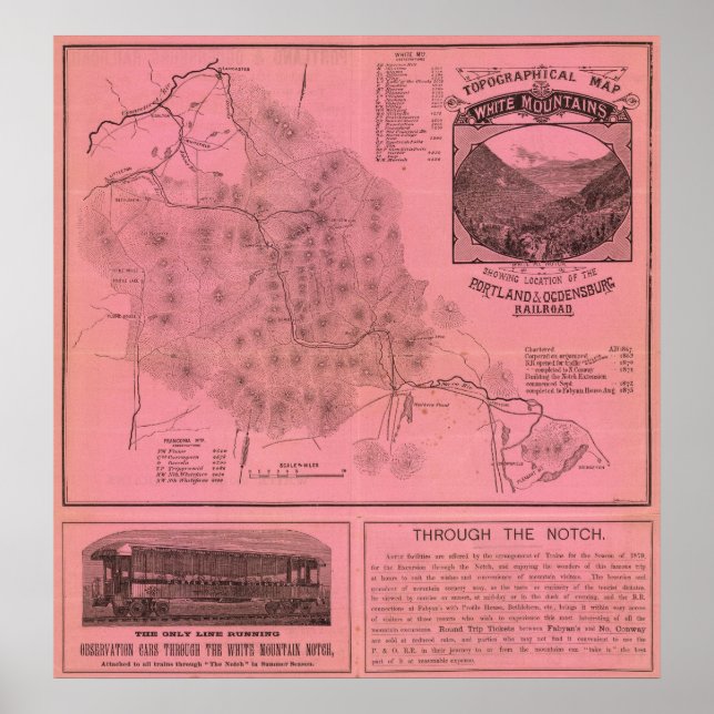 Pôster White Mountains top map (Frente)