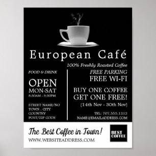 Poster White Mug, Barista, Café, Publicidade Do Coffeehou