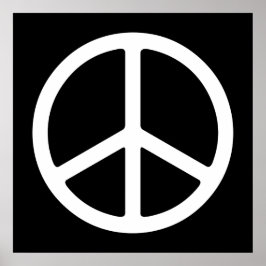 Pôster White on Black Peace Symbol Art Print