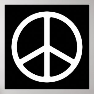 Pôster White on Black Peace Symbol Art Print