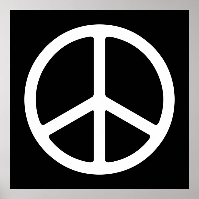 Pôster White on Black Peace Symbol Art Print (Frente)