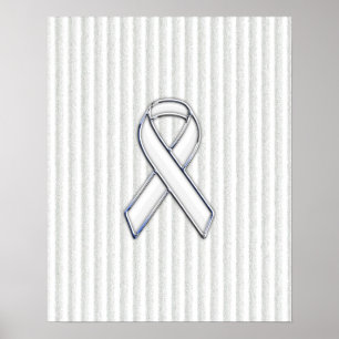 Pôster White on White Ribbon Awareness Stripes