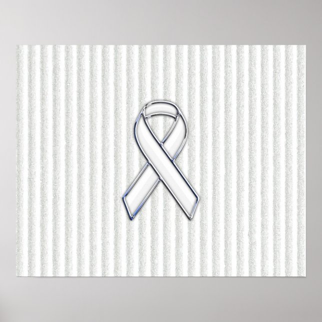 Pôster White on White Ribbon Awarness Stripes (Frente)
