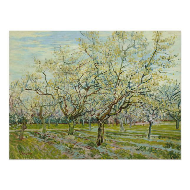 Pôster White Orchard por Vincent Van Gogh (Frente)