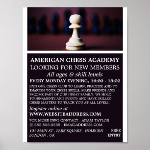 Poster White Pawn, publicidade ao Chess Club