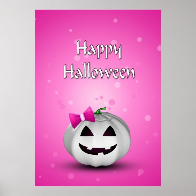 Poster White Pumpkin Pink Girly Halloween (Frente)