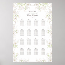 Poster White Rose Classic Wedding Seating Chart