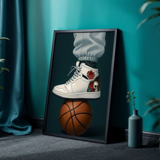 Poster White Rose Skull High-Tops no basquete (Criador carregado)
