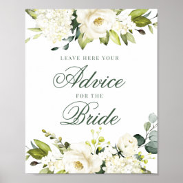 Poster White Roses Advice Para O Sinal De Noiva