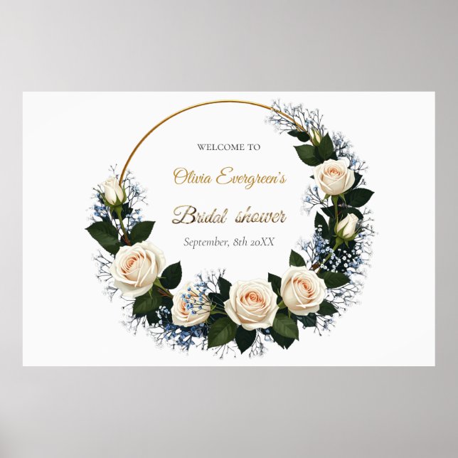 Poster White Roses & Baby's Breath Welcome (Frente)