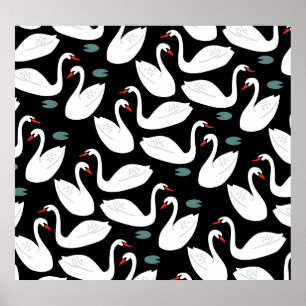 Poster White Swans Lake Seamless