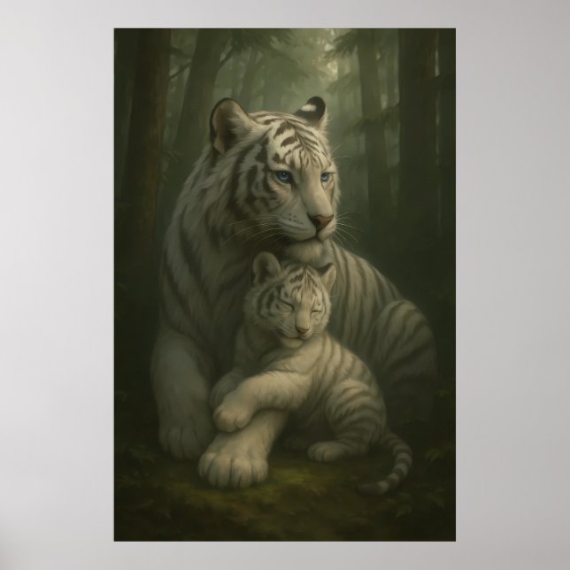 Poster White Tiger – Guardian of Light – ManJiangHong Art (Frente)