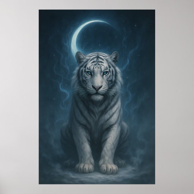 Poster White Tiger – Mystical Fantasy Portrait – ManJiang (Frente)