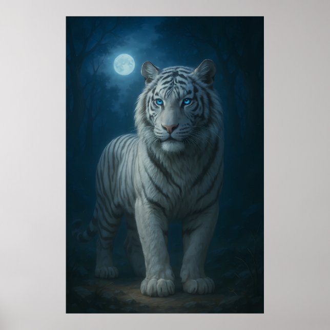 Poster White Tiger – Mystical Fantasy Portrait – ManJiang (Frente)