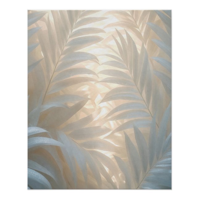Pôster White tropics, palm leaves watercolor (Frente)